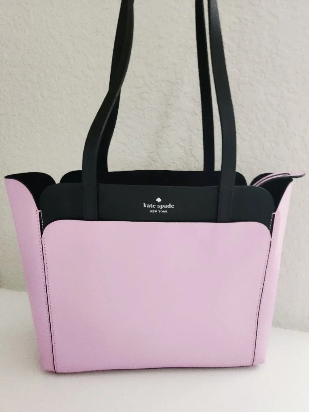 New Kate Spade NY Purple & Black Leather Shoulder Bag Satchel Purse
